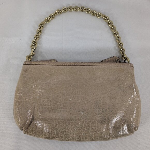 Coach Gold Chain Convertible Wristlet Purse Shoulder Bag Wallet Leather Glitter - Picture 13 of 16